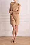 Beige leather dress for women Brunello Cucinelli - zipper. sleeveless, epaulettes on the shoulders. 100% genuine leather. Country of manufacture: Italy. Care: specialized cleaning - photo 2