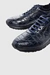 Cesare di Napoli Blue Alligator Sneakers for men - Decor: textured leather, metal insert. Extras: fur lining. Composition: 100% alligator skin. Clasp: lacing. Sole: sole height 2cm. Country of manufacture: Italy. Care: specialized cleaning - photo 5