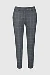 Panicale Women's checkered print pants gray - checkered pattern. four pockets. 96% wool, 4% elastane. elastic belt, drawstring. Country of manufacture: Italy. Care: specialized cleaning - photo 1