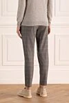 Women's checkered print pants gray Panicale - checkered pattern. four pockets. 96% wool, 4% elastane. elastic belt, drawstring. Country of manufacture: Italy. Care: specialized cleaning - photo 4