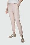 Pink women's trousers with cuffs Panicale - two side pockets. 97% cotton, 3% elastane. elastic belt. Country of manufacture: Italy. Care: specialized cleaning - photo 2