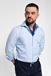Barba Napoli Чоловіча блакитна бавовняна сорочка - 100% бавовна. гудзики. Країна виробник: Італія. Догляд: спеціалізоване чищення - фото 7