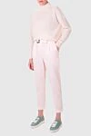 Pink cotton trousers for women Peserico - belt with a buckle. two side pockets. 98% cotton, 2% elastane. zipper. Country of manufacture: Italy. Care: specialized cleaning - photo 2