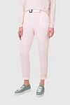 Peserico Pink cotton trousers for women - belt with a buckle. two side pockets. 98% cotton, 2% elastane. zipper. Country of manufacture: Italy. Care: specialized cleaning - photo 3