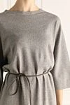 Peserico Gray dress for women - contrasting belt. 70% wool, 20% silk, 10% cashmere. Country of manufacture: Italy. Care: specialized cleaning - photo 5