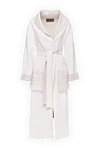 D.Exterior White coat for women - fur pockets. 24% cashmere, 19% wool, 29% viscose, 23% polyamide. belt. two side pockets. Country of manufacture: Italy. Care: specialized cleaning - photo 1