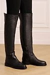 Thigh-high boots women's high textured leather black Le Silla - textured leather. leather. Heel height: 2 cm. zipper. Country of manufacture: Italy. Care: specialized cleaning - photo 2