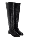 Le Silla Thigh-high boots women's high textured leather black - textured leather. leather. Heel height: 2 cm. zipper. Country of manufacture: Italy. Care: specialized cleaning - photo 3