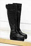 Thigh-high boots women's high textured leather black Le Silla - textured leather. leather. Heel height: 2 cm. zipper. Country of manufacture: Italy. Care: specialized cleaning - photo 6