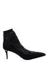 Le Silla Women's black suede ankle boots with lurex - lurex coating. suede, lurex. Heel height: 7 centimeters. Country of manufacture: Italy. Care: specialized cleaning - photo 1