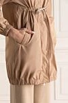 Women's beige polyester coat Panicale - Additional: hood. 100% polyester. zipper, drawstring. two side pockets. Country of manufacture: Italy. Care: specialized cleaning - photo 6