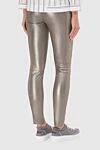 Panicale Gray leather pants for women - contrasting elastic belt, spraying. 100% leather. elastic belt. Country of manufacture: Italy. Care: specialized cleaning - photo 3