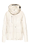 Intuition White women's down jacket made of genuine leather - 100% genuine leather. hood. zipper, buttons. two side pockets, one chest pocket. Insulation: goose down. Country of manufacture: Italy. Care: specialized cleaning - photo 1