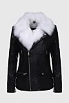 Intuition Black leather and fur jacket for women - oblique zipper, fur. 100% genuine leather. Closure: zipper. two side pockets, one chest pocket. Country of manufacture: Italy. Care: specialized cleaning - photo 1