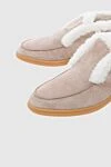 Cesare di Napoli Loafers women's suede with fur beige - contrasting sole, fur edge. suede, fur. Heel height: 2 cm. Country of manufacture: Italy. Care: specialized cleaning - photo 5