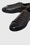 Doucal`s Black leather sneakers for men - fur lining. 100% genuine leather. lacing. height 2 cm. Country of manufacture: Italy. Care: specialized cleaning - photo 5