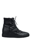 Doucal`s Women's black leather boots with black fur and laces - black fur. genuine leather, fur. Sole height: 2 centimeters. lacing. Country of manufacture: Italy. Care: specialized cleaning - photo 1