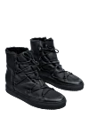 Doucal`s Women's black leather boots with black fur and laces - black fur. genuine leather, fur. Sole height: 2 centimeters. lacing. Country of manufacture: Italy. Care: specialized cleaning - photo 3