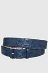 Cesare di Napoli Crocodile leather belt blue for men - Textured leather. 100% crocodile leather. Size: Width 4cm. Buckle. Country of manufacture: Italy. Care: specialized cleaning - photo 1