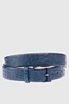 Cesare di Napoli Crocodile leather belt blue for men - Textured leather. 100% crocodile leather. Size: Width 4cm. Buckle. Country of manufacture: Italy. Care: specialized cleaning - photo 1