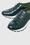 Tardini Green alligator leather sneakers for men - textured leather, contrast sole. alligator skin. lacing. height 2cm. Country of manufacture: Italy. Care: specialized cleaning - photo 5