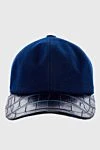 Cesare di Napoli Blue alligator and cashmere cap for men - Textured leather. 100% alligator, 100% cashmere. Country of manufacture: Italy. Care: specialized cleaning - photo 1