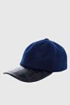 Cesare di Napoli Blue alligator and cashmere cap for men - Textured leather. 100% alligator, 100% cashmere. Country of manufacture: Italy. Care: specialized cleaning - photo 3