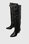 Isabel Marant Thigh-high boots women's leather high with slanted heels black - leather. Heel height: 8 cm. Country of manufacture: Italy. Care: specialized cleaning - photo 5