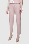 D.Exterior Women's pants with elastic waistband pink - wool, lycra. elastic belt. Country of manufacture: Italy. Care: specialized cleaning - photo 3