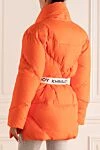 Orange polyester down jacket for women Khrisjoy - stitching. 100% polyester. zipper, belt. two side pockets. Country of manufacture: Italy. Care: specialized cleaning - photo 4