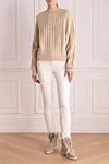 Beige wool and cashmere sweater for women DROMe - textured knitwear. 90% wool, 10% cashmere. Country of manufacture: Italy. Care: specialized cleaning - photo 2