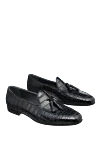 Cesare di Napoli Black crocodile leather loafers for men - contrast sole, textured leather. 100% crocodile skin. Insole: leather. Sole Height: Heel Height 2cm. Country of manufacture: Italy. Care: specialized cleaning - photo 3