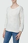 Panicale White cotton and nylon jumper for women - textured knitwear. 76% cotton, 24% nylon. Country of manufacture: Italy. Care: specialized cleaning - photo 3