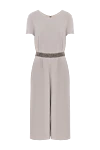Panicale Women's jumpsuit gray with flared culottes - 95% viscose, 5% elastane. Closure: contrast belt. Country of manufacture: Italy. Care: specialized cleaning - photo 1