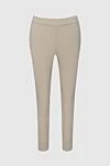 Panicale Beige women's fitted trousers with cuffs - two pockets. 95% viscose, 5% elastane. elastic belt. Country of manufacture: Italy. Care: specialized cleaning - photo 1