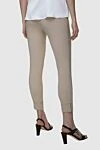 Beige women's fitted trousers with cuffs Panicale - two pockets. 95% viscose, 5% elastane. elastic belt. Country of manufacture: Italy. Care: specialized cleaning - photo 4