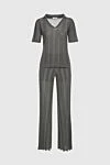 Panicale Gray walking suit for women - textured fabric, stripe pattern. lining 100% cupro. 56% cotton, 28% viscose, 16% polyester. two side pockets. Country of manufacture: Italy. Care: specialized cleaning - photo 1