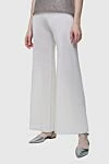 Panicale White women's flared trousers - 86% viscose, 8% polyester, 6% elastane. elastic belt. Country of manufacture: Italy. Care: specialized cleaning - photo 3