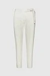 Panicale White women's cropped trousers with waistband - belt. 65% cotton, 25% linen, 7% nylon, 3% elastane. Fastener: elastic belt tie. Country of manufacture: Italy. Care: specialized cleaning - photo 1