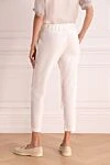 White women's cropped trousers with waistband Panicale - belt. 65% cotton, 25% linen, 7% nylon, 3% elastane. Fastener: elastic belt tie. Country of manufacture: Italy. Care: specialized cleaning - photo 4