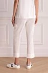 White women's trousers with buckle and large pockets Panicale - buckle. 65% cotton, 25% linen, 7% nylon, 3% elastane. elastic belt. Country of manufacture: Italy. Care: specialized cleaning - photo 4