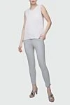 Gray women's trousers emphasizing the silhouette Panicale - two pockets. 95% viscose, 5% elastane. elastic belt. Country of manufacture: Italy. Care: specialized cleaning - photo 2