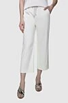 Panicale White women's cropped trousers with ties - 97% cotton, 3% elastane. elastic belt, drawstring. Country of manufacture: Italy. Care: specialized cleaning - photo 3