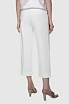 White women's cropped trousers with ties Panicale - 97% cotton, 3% elastane. elastic belt, drawstring. Country of manufacture: Italy. Care: specialized cleaning - photo 4