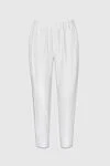 Panicale White women's trousers with side stripes - contrasting stripes. two pockets. 95% viscose, 5% elastane. elastic belt. Country of manufacture: Italy. Care: specialized cleaning - photo 1