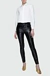 Black cotton pants for women Saint Laurent - glossy spraying. four pockets. 100% cotton. zipper, button. Country of manufacture: Italy. Care: specialized cleaning - photo 2