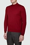 Cesare di Napoli Burgundy wool turtleneck jumper for men - Additionally: High collar stand. Composition: 100% wool. Country of manufacture: Italy. Care: specialized cleaning - photo 3