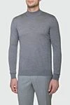 Cesare di Napoli Gray wool turtleneck jumper for men - Additionally: High collar stand. Composition: 100% wool. Country of manufacture: Italy. Care: specialized cleaning - photo 3