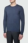 Cesare di Napoli Blue wool sweater for men - 100% wool. Country of manufacture: Italy. Care: specialized cleaning - photo 3