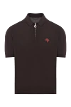 Brown knit polo shirt with zipper and ring Stefano Ricci - Zip logo. 100% cotton. Closure: Zipper. Country of manufacture: Italy. Care: specialized cleaning - photo 2